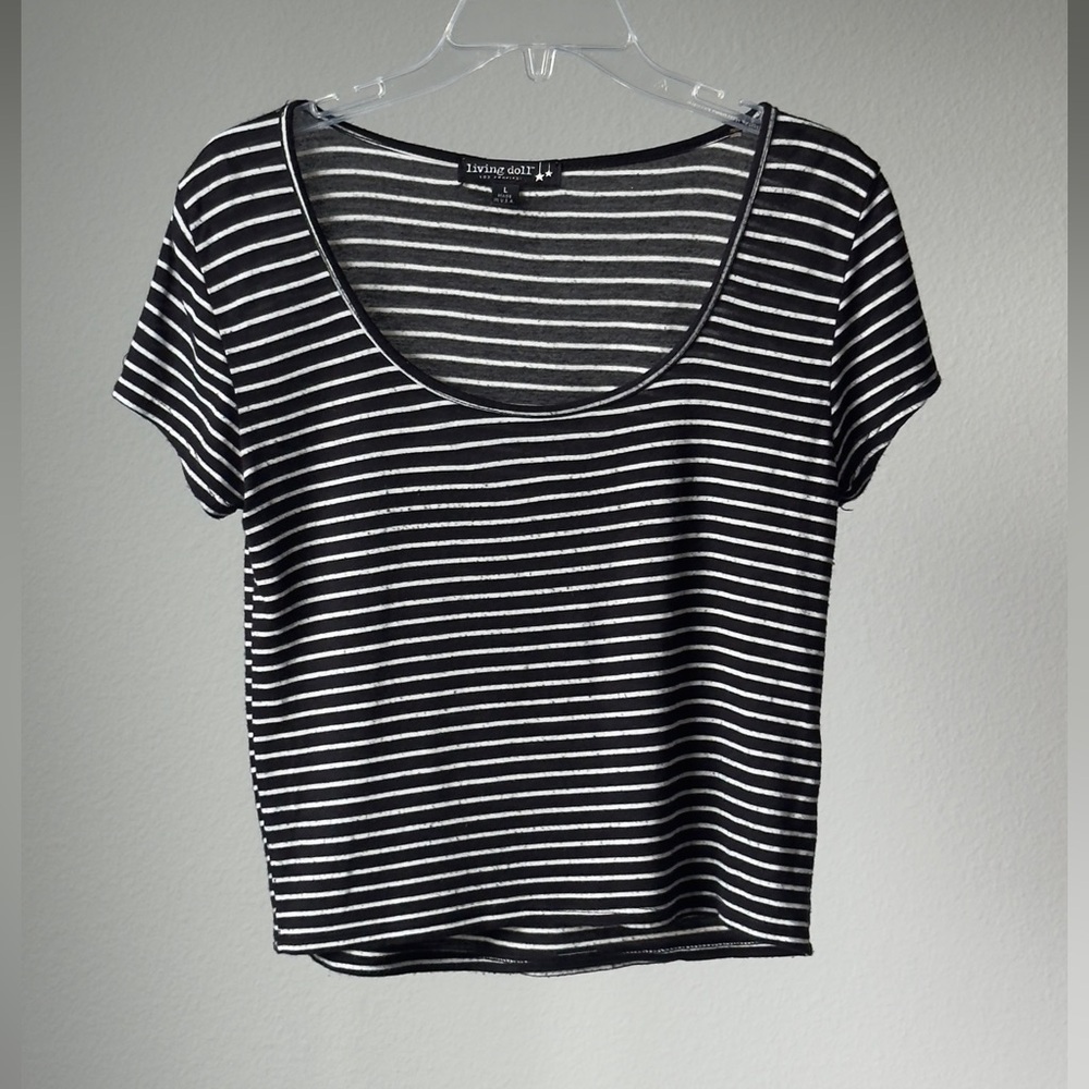 Striped Black and White Top, size L
